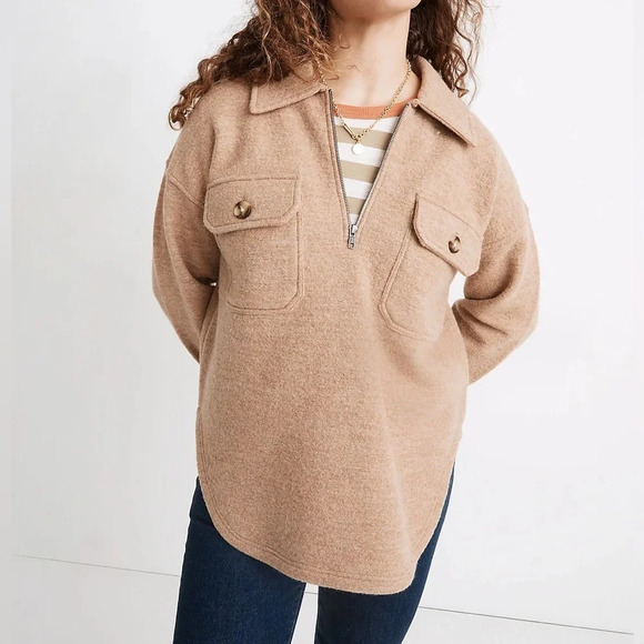 Madewell Merino Wool Half-Zip Popover oversized Sweater New With Tags Size: XS - Picture 1 of 6